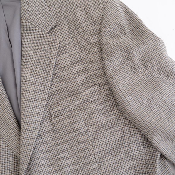 Andrew Fezza  Olive Houndstooth Silk & Wool Blazer Size 42R - Picture 10 of 15